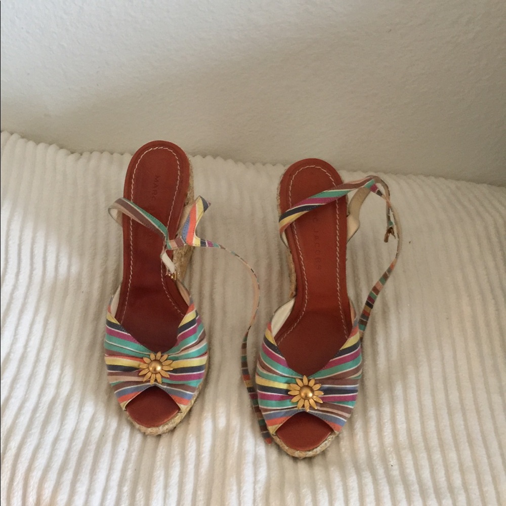 Marc Jacobs multicolor stripes wedges